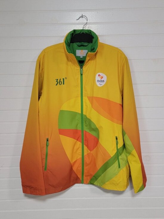361 Degrees Other - Rio 2016 Olympics Jacket Mens Large Volunteer Hooded Windbreaker Zip Yellow 360